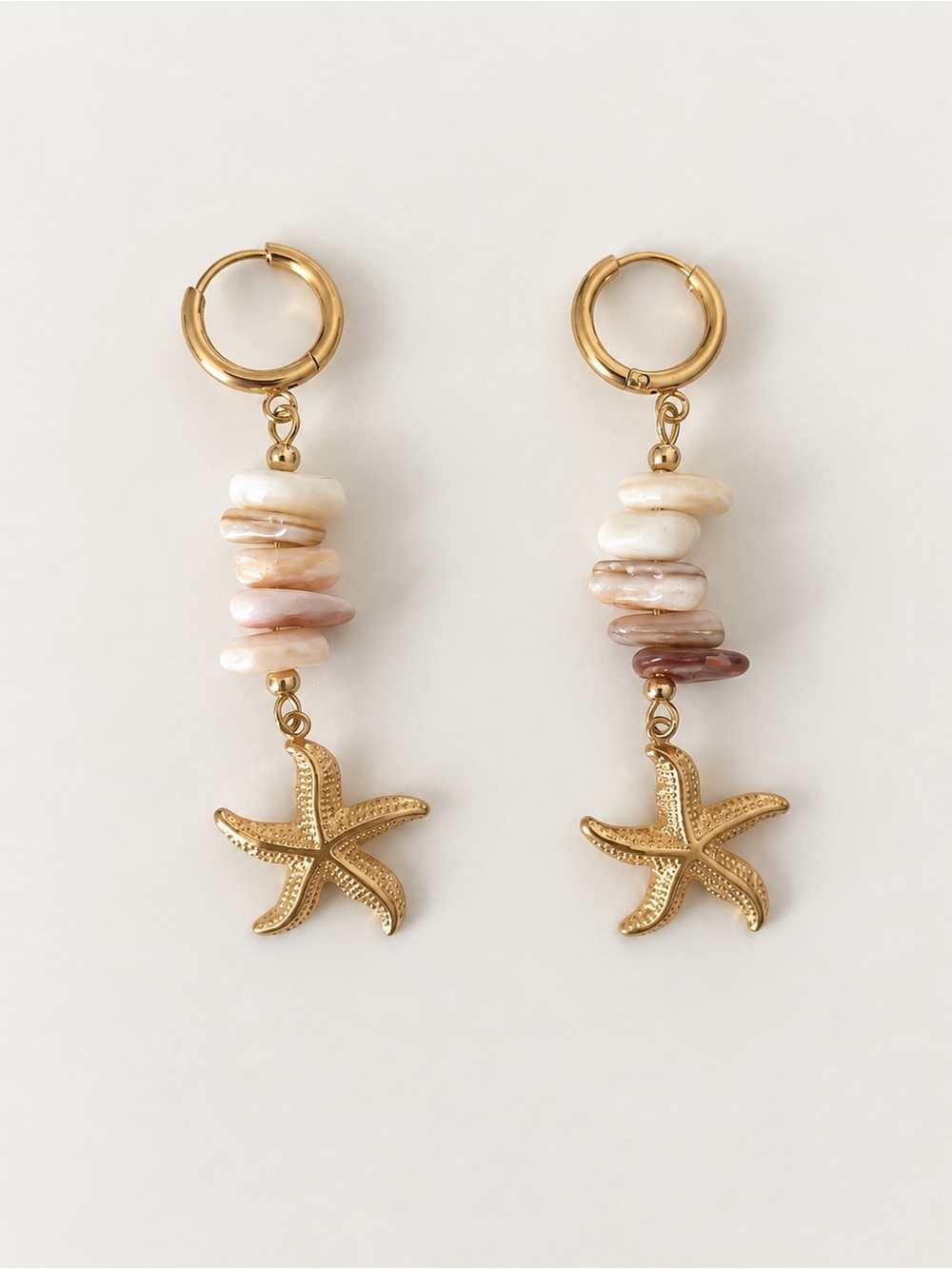 18K Gold Plated Starfish Charm Drop Earrings